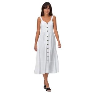 Jessica Simpson White Button Down Midi Tank Sun Dress Womens size XS